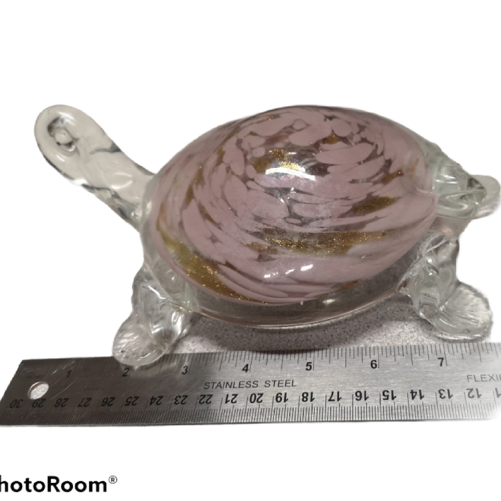 Art glass tortoise turtle 8" long